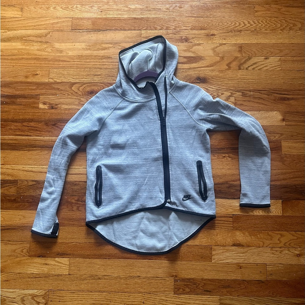 Nike Heather Gray Hoodie with Purple Trim